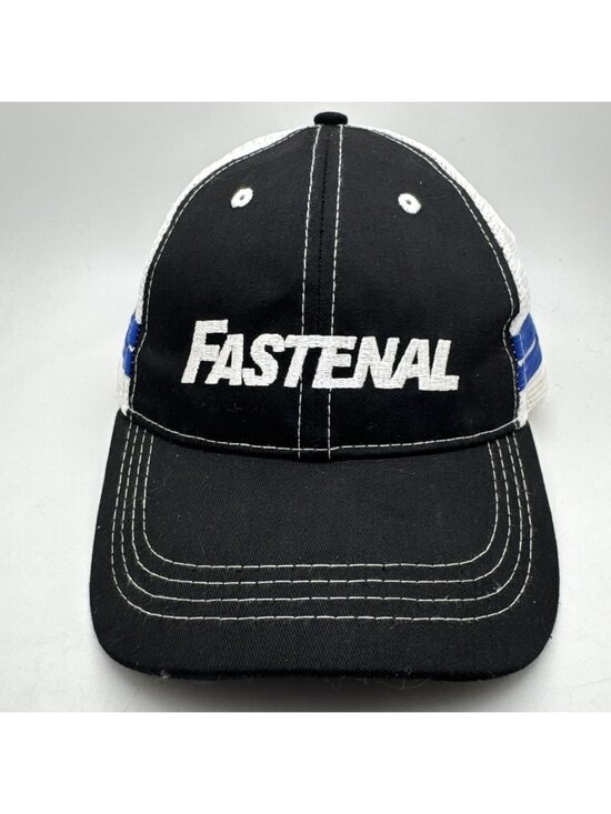 Fastenal Trucker Hat Cap Black White Blue Mesh Snapback Adjustable Men's